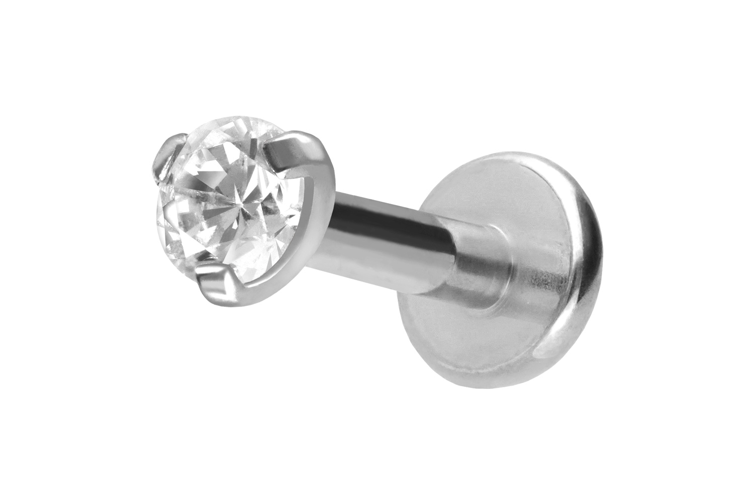 Titan Labret Piercing mit Innengewinde EINGEFASSTER KRISTALL